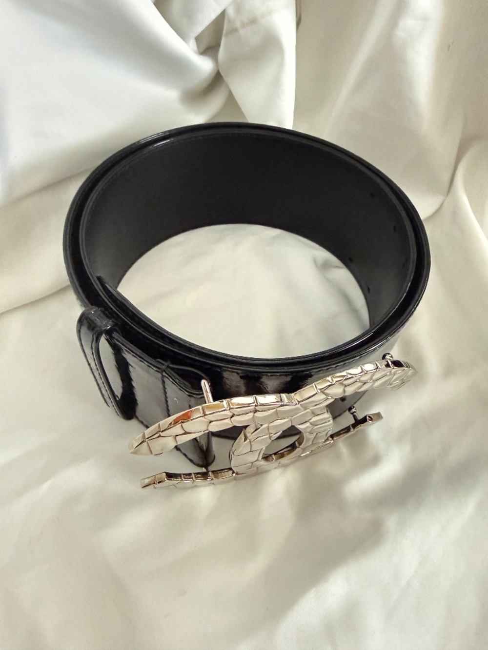 CHANLE Patent Leather CC Wide Waist Belt 90/36 - Picture 3 of 8
